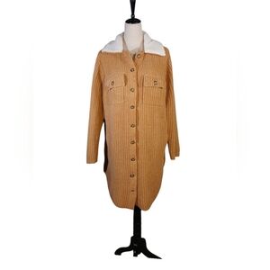 Sweater Jacket Tan Button Up XL